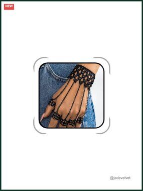 Lace Bracelet with Ring Bangle Crystal Charm Steampunk Hand Chain Tassel